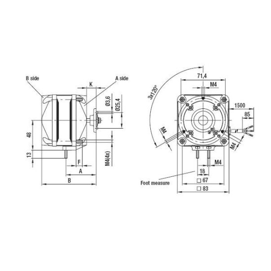 Square shaded-pole motors 5 W/29 EBM TRANS 220V