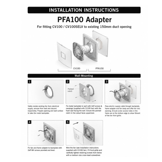 Picture-frame-Addaptor-PFA100-for-CV100-fan-series-GREENWOOD