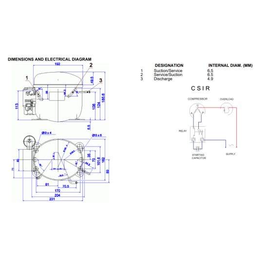 Compressor ML45ΤΒ 1/5ΗΡ, R404(a), ELECTROLUX