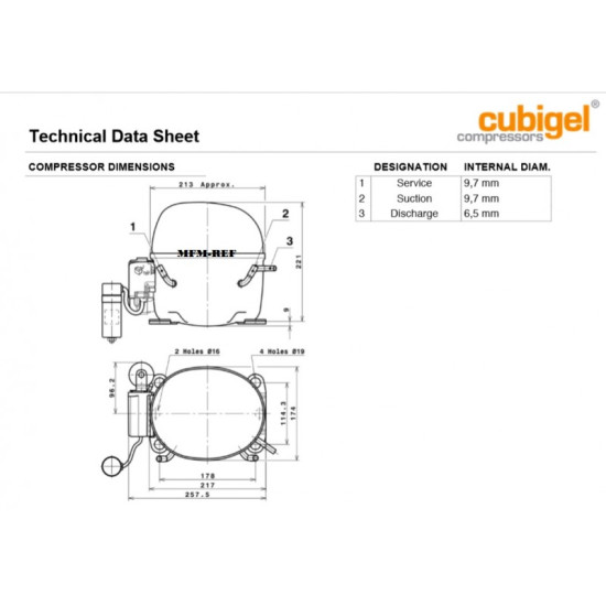 Compressor MS34FB, 1.5ΗΡ, R404(a), ELECTROLUX