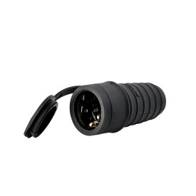 WATERPROOF IP44 SCHUKO PLUG FEMALE WITH COVER BLACK ACRTOOLS