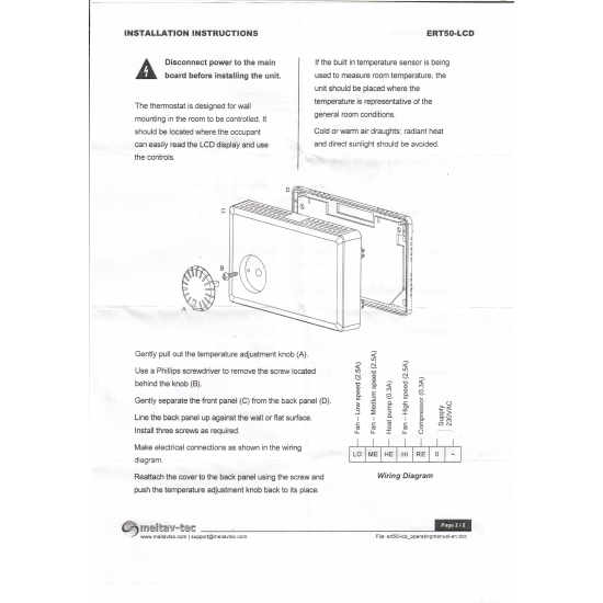 ERT50/LCD/ES, HEAT-PUMP , MEITAV ERT50/LCD/ES, HEAT-PUMP , MEITAV