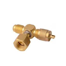 Brass Female Tee 1/4" Flare without depressor + (2 x Male 1/4" Flare with depressor) VST-4X ACRTOOLS