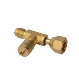 Brass Tee Female 1/4" Flare w/o depressor + Elbow (2 x Male 1/4" Flare with depressor) VST-44 ACRTOOLS