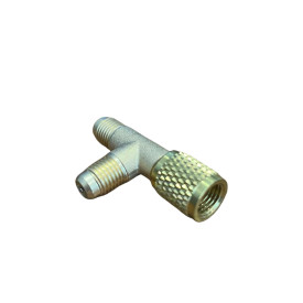 Brass T-fitting female 1/4" flare without pressure port for Schrader valve + elbow (2x male 1/4" flare with port) VST-44X ACRTOOLS