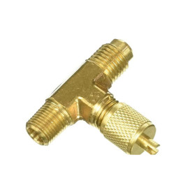 Brass straight tee 1/8" NPT x 1/4" flare w/o depressor + elbow (1/4" flare with depressor) VTR-24 ACRTOOLS