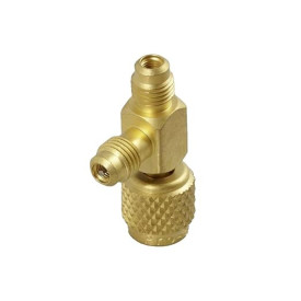 Brass female tee 1/4" flare with depressor + elbow (2 x male 1/4" flare with depressor) AVT45 CPS USA
