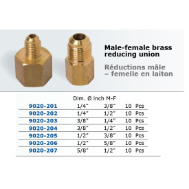 MALE-FEMALE REDUCING UNION 1/4FL.M#3/8FL.F VECAMco 