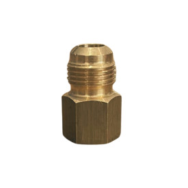 Brass flare union 1/4" female flare x 3/8" male flare