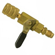 Brass flare Addaptor for R410a & R32 straight with BALL VALVE 1/4FL.Male x 5/16FL.Female 90433 MASTERCOOL USA 