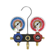 93103-EB: R410A R407C R22 (gauge p/n EBH-EBL) manifold with gauges fittings central tee 1/4″ SAE MASTERCOOL USA
