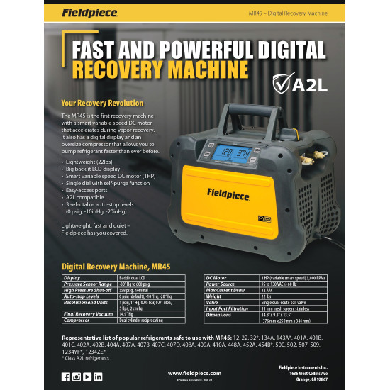 Monada-recovery-MR45INT-1HP-230v-R32-R410a-FIELDPIECE 