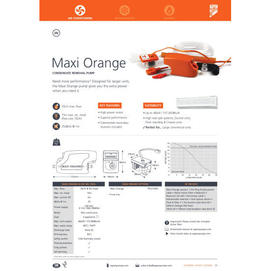CONDENSATE PUMP "MAXI ORANGE" Κit, ASPEN