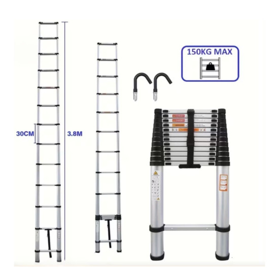 Folding-ladder-3.8m-150kg-capacity-with-safety-hooks-ACRTOOLS