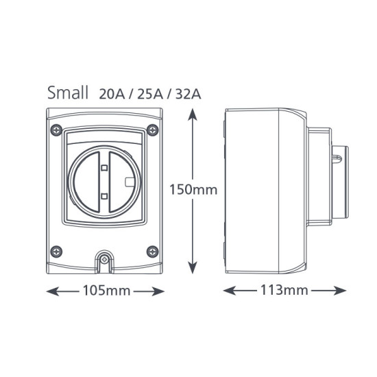ON-OFF SWITCH, 32A, 230v, 3 poles, 11Kw, IP66, Xtra ASPEN