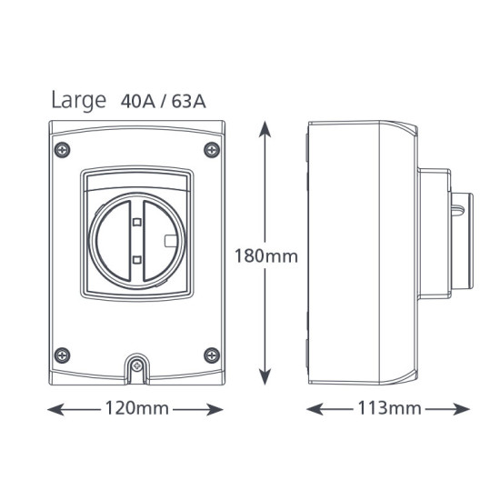 ON-OFF SWITCH, 32A, 230v, 3 poles, 11Kw, IP66, Xtra ASPEN