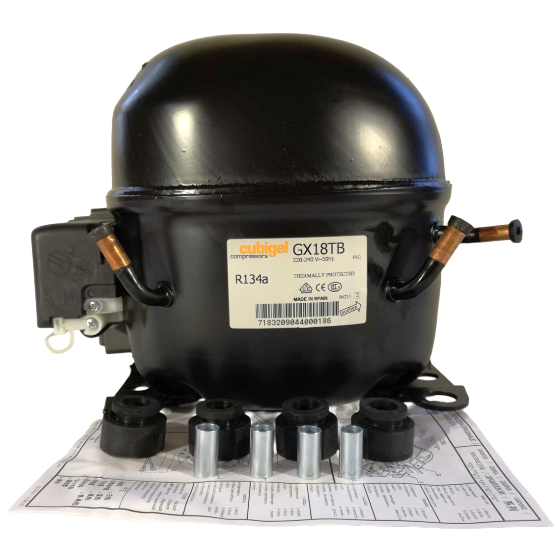 Cubigel Compressors, ex Electrolux : Compressor GX18TB, 1/2ΗΡ,