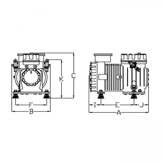 SEMI HERMETIC COMPRESSOR 5LR23.2X (52X-GLR-61.9),  2CYLINDERS, 5HP, GELPHA COMPRESSORS