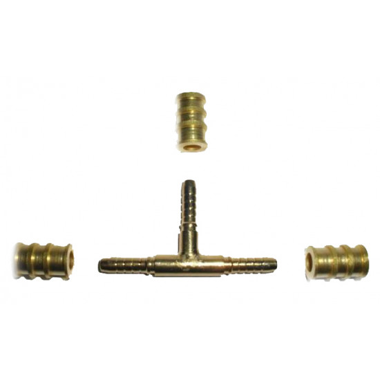 TEE CRIMPING BRASS (3 MALE port) 3/8" 5mm, "ACRTOOLS"