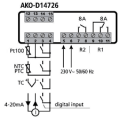 Controller D14726,4-20mA,up to 1000ºC,2 programmable outputs,230V,AKO... Controller D14726,4-20mA,up to 1000ºC,2 programmable outputs,230V,AKO...