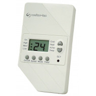 ERT100-LCD-IR - Wall mount 230VAC Thermostat, Heat-Pump configuration, 12-hour timer and an option for a Remote Control Unit