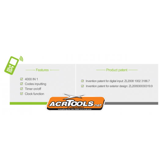 UNIVERSAL A/C REMOTE CONTROL,ACR3999,4000 in 1,ACRTOOLS