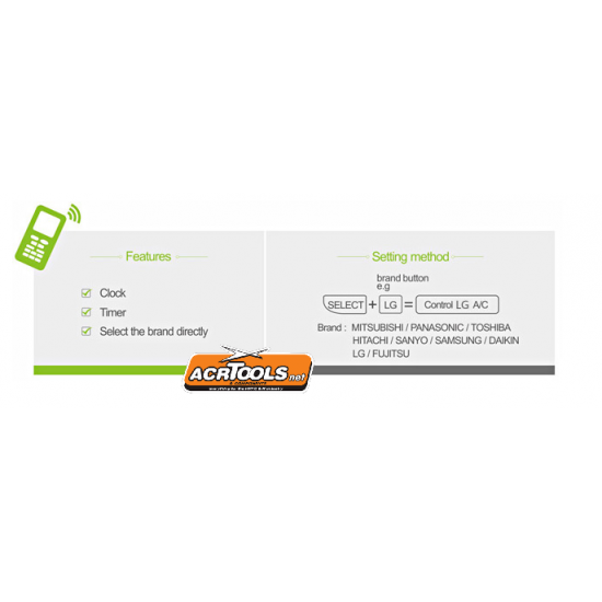 UNIVERSAL A/C REMOTE CONTROL,ACR-B02, Brand in 1,ACRTOOLS