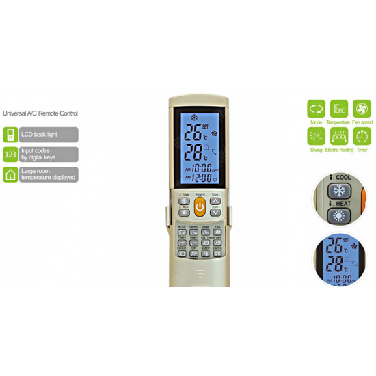 UNIVERSAL A/C REMOTE CONTROL,ACR828,2000 in 1 , ACRTOOLS
