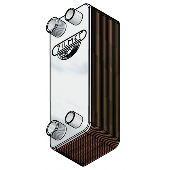 Heat Exchanger ZC250*50P, suitable also with R410a, 22.4mm OD-1"NPT, 11ΚW,  "ZILMET"