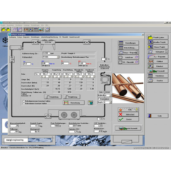 “CoolTool” software program, calculation, design, simulation & documentation of any refrigeration & air conditioning system