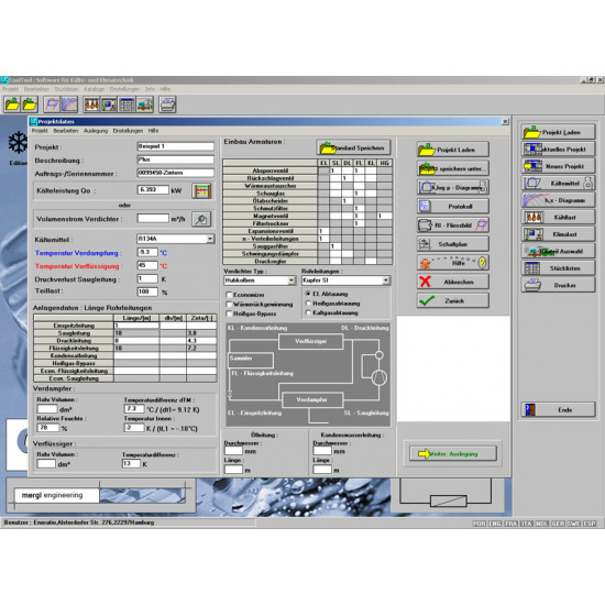 “CoolTool” software program, calculation, design, simulation & documentation of any refrigeration & air conditioning system