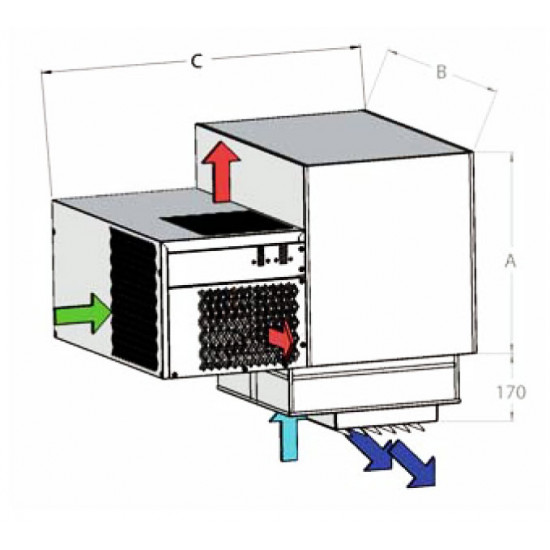 Ceiling mounting monoblock unit,  EMR type, KideRoof, Model EMR1015L1Ζ, 1 1/2hp, 220V, R404, Freezing "Kide"